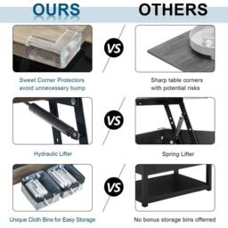 EONLION Lift Top Coffee Table for Living Room, Small Coffee Table in Black - Size: 100 cm - thumbnail 4
