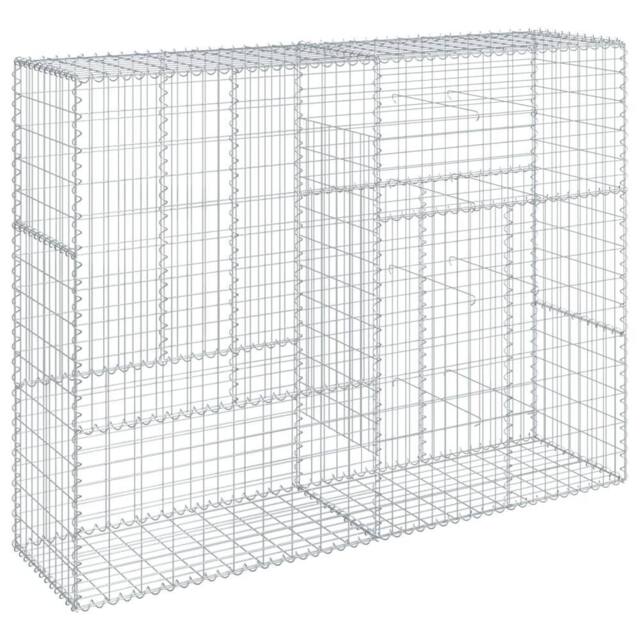 Berkfield Home Gabion Basket with Cover 200x50x150 cm Galvanised Iron in Silver - Size: 200 x 50 x 150 cm