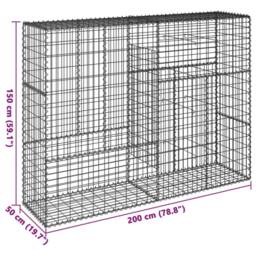 Berkfield Home Gabion Basket with Cover 200x50x150 cm Galvanised Iron in Silver - Size: 200 x 50 x 150 cm - thumbnail 7