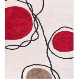 Wyld and Coco Ethos Home Hand Tufted Cotton Rug Beige and Red Abstract Low Pile - Size: 140 cm x 200 cm - thumbnail 2