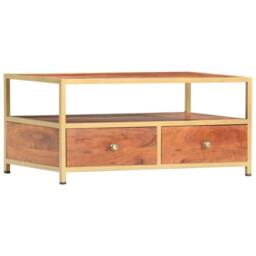 Berkfield Home Beautiful Coffee Table 90x50x40 cm Solid Acacia Wood in Brown - Size: 90 x 50 x 40 cm - thumbnail 9