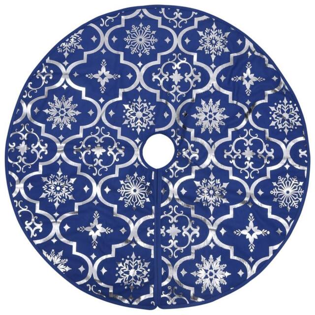 Berkfield Home Luxury Christmas Tree Skirt with Sock Blue 150 cm Fabric - image 1