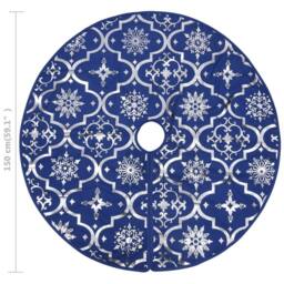 Berkfield Home Luxury Christmas Tree Skirt with Sock Blue 150 cm Fabric - thumbnail 8