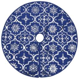 Berkfield Home Luxury Christmas Tree Skirt with Sock Blue 150 cm Fabric