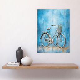 Artery8 Simple Elegant Single Bicycle On Blue Modern Contemporary Detailed Flower Basket Artwork Large Wall Unframed Art Poster Print Thick Paper - thumbnail 4