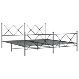 Berkfield Home Metal Bed Frame without Mattress with Footboard Black 183x213cm - Size: 183x213 cm - thumbnail 3