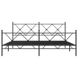 Berkfield Home Metal Bed Frame without Mattress with Footboard Black 183x213cm - Size: 183x213 cm - thumbnail 4