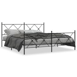 Berkfield Home Metal Bed Frame without Mattress with Footboard Black 183x213cm - Size: 183x213 cm - thumbnail 2