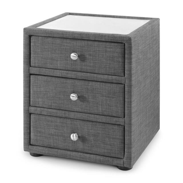 Cheshire Premium Portofino 3 Drawer Slate Linen Bedside Unit in Grey - image 1