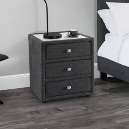 Cheshire Premium Portofino 3 Drawer Slate Linen Bedside Unit in Grey - thumbnail 2