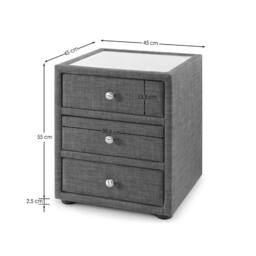 Cheshire Premium Portofino 3 Drawer Slate Linen Bedside Unit in Grey - thumbnail 3