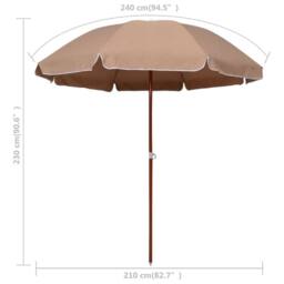 Berkfield Home Parasol with Steel Pole 240 cm Taupe - thumbnail 5