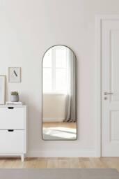 Garden Sanctuary Modern Arched Metal Floor Mirror in Black - thumbnail 3