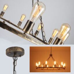 Garwarm 12-Light Vintage Metal Wagon Wheel Chandelier in Bronze - thumbnail 3