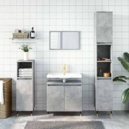 Berkfield Home Bathroom Cabinet Concrete Grey 58x33x60 cm Engineered Wood - Size: 58 x 33 x 60 cm - thumbnail 2