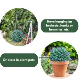 Marco Paul 30cm Hanging Artificial Flower Ball - Lavender in Green - thumbnail 6