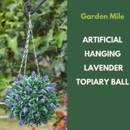 Marco Paul 30cm Hanging Artificial Flower Ball - Lavender in Green - thumbnail 4