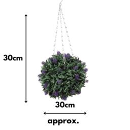Marco Paul 30cm Hanging Artificial Flower Ball - Lavender in Green - thumbnail 2