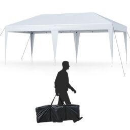 Gymax 3m x 6m Pop up Canopy Tent Easy Setup Portable Gazebo Shelter-White in White