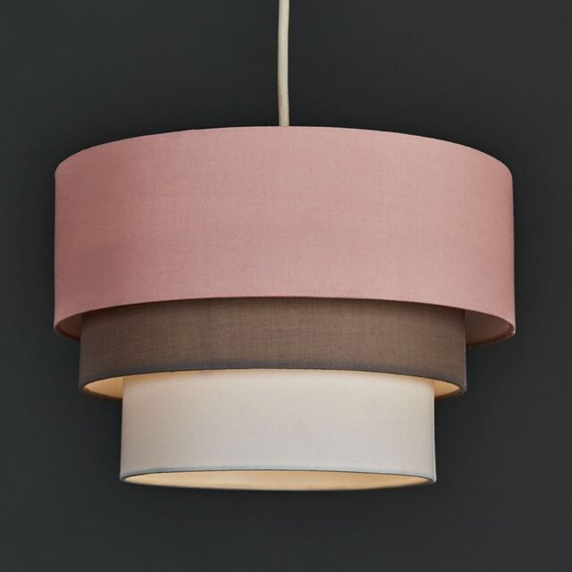 ValueLights Aztec Three Tier Drop Easy Fit Fabric Ceiling Pendant Light Lamp Shade in Pink - image 1