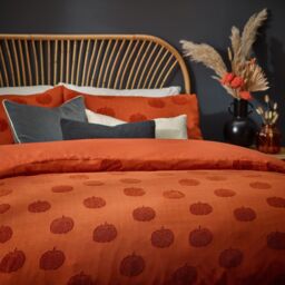 Furn Pumpkin Tufted Halloween 100% Cotton Duvet Cover Set in Burnt Orange - Size: Double - thumbnail 3