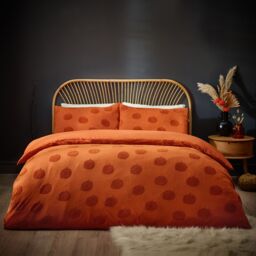 Furn Pumpkin Tufted Halloween 100% Cotton Duvet Cover Set in Burnt Orange - Size: Double - thumbnail 2