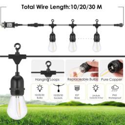 NESTLUNE 20m HEAVY DUTY FESTOON E27 IP65 WATERPROOF LED OUTDOOR in Black - thumbnail 3