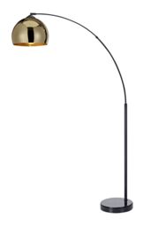 Teamson Home Modern Curved Arc Floor Lamp with Bell Shade & Marble Base, Gold/Black in Gold - thumbnail 2