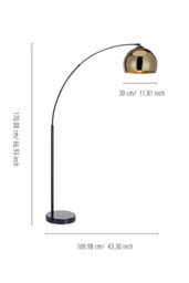Teamson Home Modern Curved Arc Floor Lamp with Bell Shade & Marble Base, Gold/Black in Gold - thumbnail 5