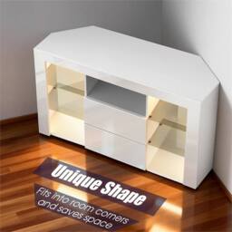 Kelvenix Corner TV Unit Stand Entertainment Center in White - Size: 100 cm - thumbnail 5