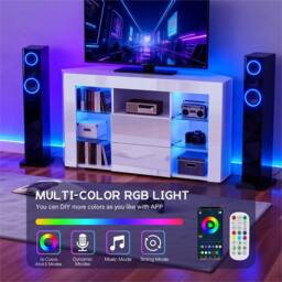 Kelvenix Corner TV Unit Stand Entertainment Center in White - Size: 100 cm - thumbnail 3