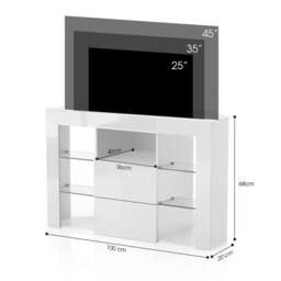 Kelvenix Corner TV Unit Stand Entertainment Center in White - Size: 100 cm - thumbnail 2