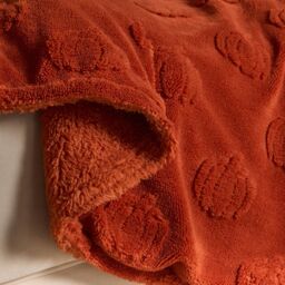 OHS Tufted Pumpkin Fleece Throw Ultra Soft Blanket in Burnt Orange - Size: 130 cm x160 cm - thumbnail 2