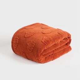 OHS Tufted Pumpkin Fleece Throw Ultra Soft Blanket in Burnt Orange - Size: 130 cm x160 cm - thumbnail 3