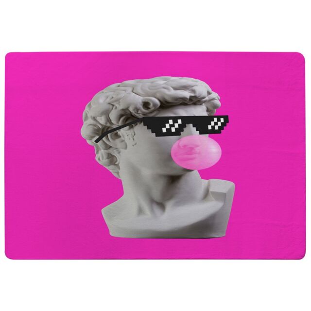 Benjamin Tate Design Plaster Statue, David'S Head In Pixel Glasses Designer Rug in Natural - Size: Large - image 1