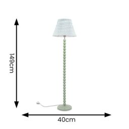 ValueLights Bobbins Sage Green Floor Lamp with Tapered Fabric Pleated Shade in Pale Green - thumbnail 6