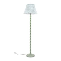 ValueLights Bobbins Sage Green Floor Lamp with Tapered Fabric Pleated Shade in Pale Green - thumbnail 2