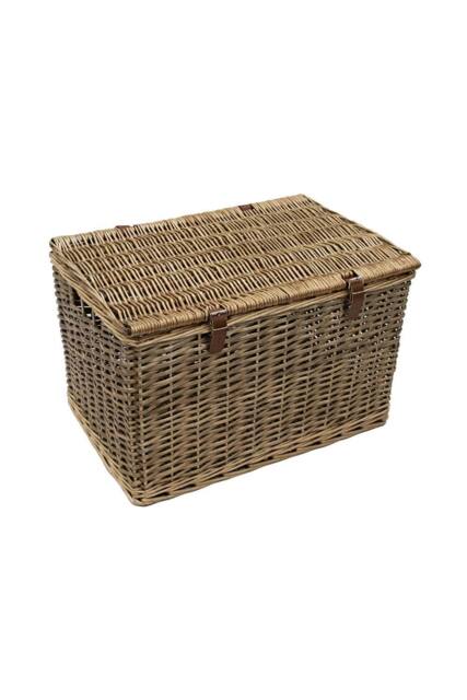 JVL Handmade Buff Wicker Hampers with Faux Leather Straps, Extra Large in Natural - Size: XL - image 1