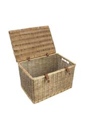 JVL Handmade Buff Wicker Hampers with Faux Leather Straps, Extra Large in Natural - Size: XL - thumbnail 3