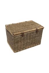 JVL Handmade Buff Wicker Hampers with Faux Leather Straps, Extra Large in Natural - Size: XL - thumbnail 1
