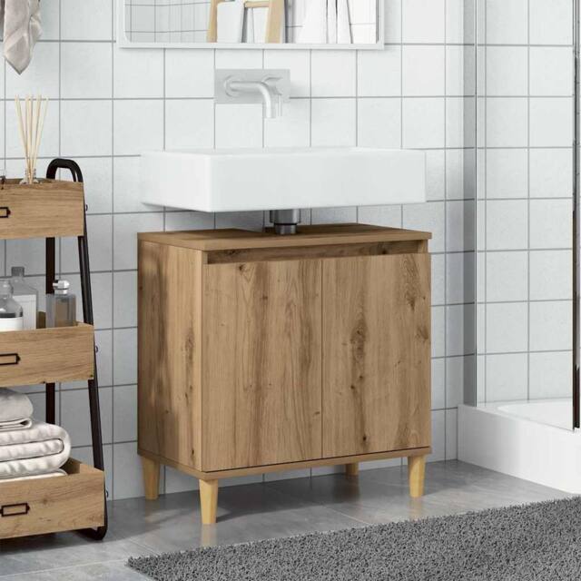Berkfield Home Sink Cabinet Artisan Oak 58x33x60 cm Engineered Wood in Brown - Size: 58 x 33 x 60 cm - image 1