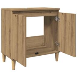 Berkfield Home Sink Cabinet Artisan Oak 58x33x60 cm Engineered Wood in Brown - Size: 58 x 33 x 60 cm - thumbnail 5