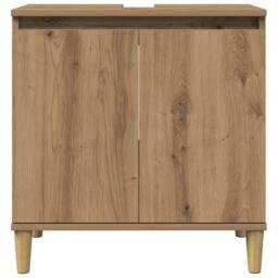 Berkfield Home Sink Cabinet Artisan Oak 58x33x60 cm Engineered Wood in Brown - Size: 58 x 33 x 60 cm - thumbnail 4