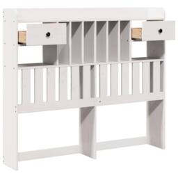 Berkfield Home Headboard with Storage White 135 cm Solid Wood Pine - thumbnail 4