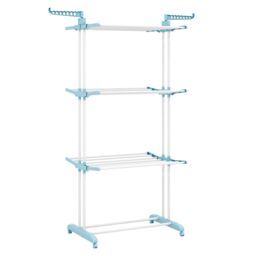 Costway 4-Tier Collapsible Laundry Rack Foldable Clothes Drying Rack in Navy - thumbnail 3