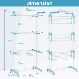 Costway 4-Tier Collapsible Laundry Rack Foldable Clothes Drying Rack in Navy - thumbnail 2
