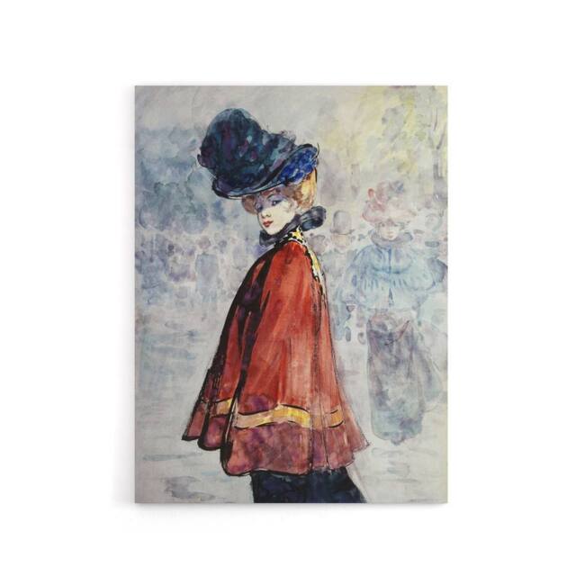 "Artery8 Henry Somm Elegant in Red Cape Watercolour Portrait Canvas Art Print - Size: W12"" x H16""" - image 1