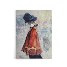 "Artery8 Henry Somm Elegant in Red Cape Watercolour Portrait Canvas Art Print - Size: W12"" x H16""" - thumbnail 1
