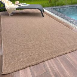 THE RUGS Jute Looking Plain Design Outdoor Rugs in Beige Nature 5000N in Natural - Size: 80 cm x 150 cm - thumbnail 1
