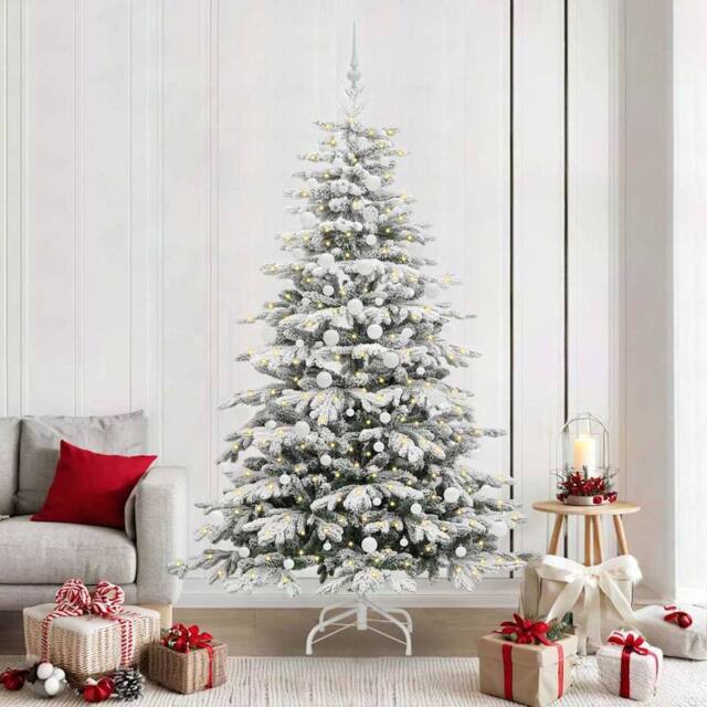 Berkfield Home Artificial Hinged Christmas Tree White 210 cm PE & PVC - image 1